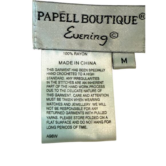 Papell Boutique Evening Cream Open-Weave w/Iridescent sequins Handmade Top. M - Picture 3 of 8